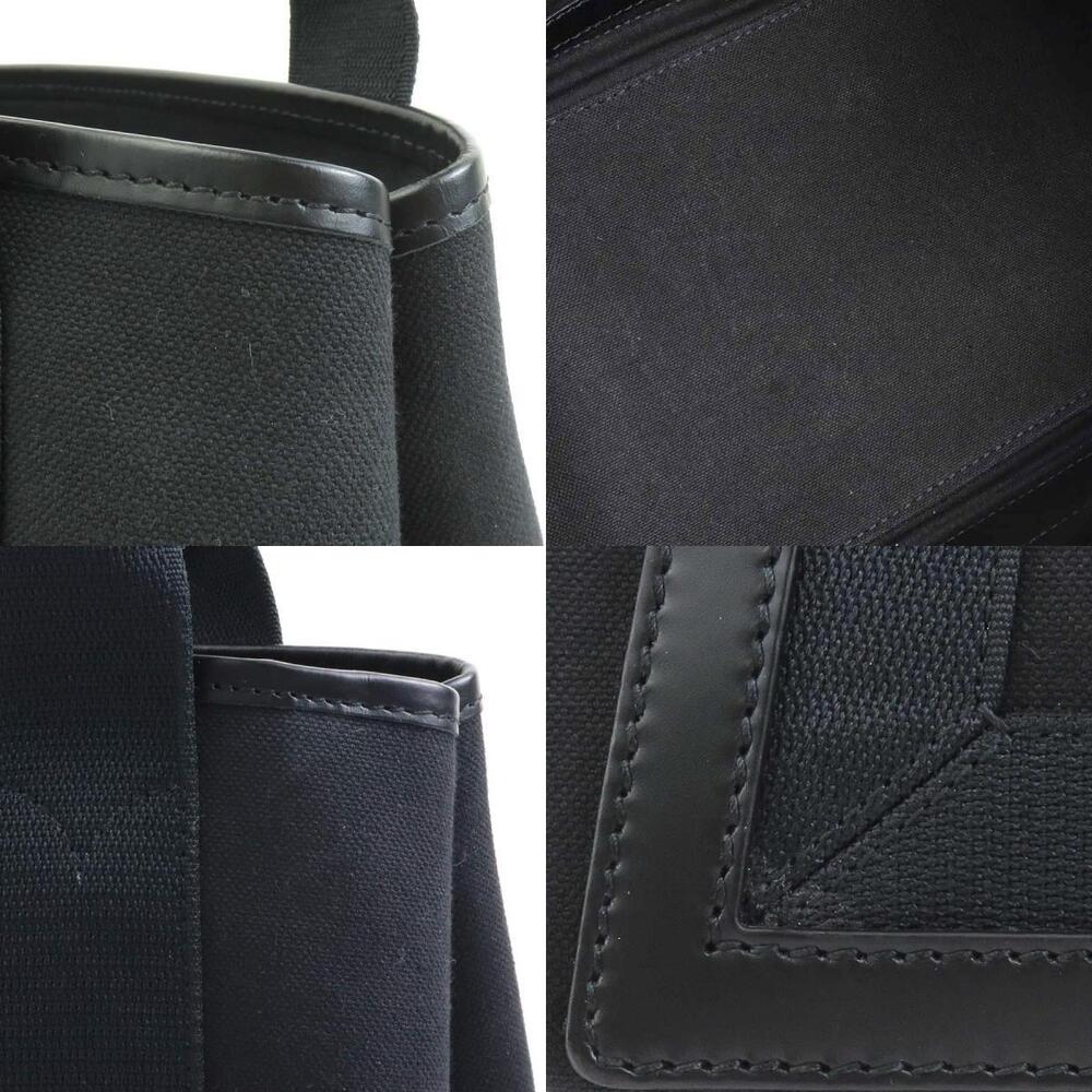 Balenciaga Navy Blue Cabas Shoulder Canvas Leather Tote Bag Black - Picture 4 of 4